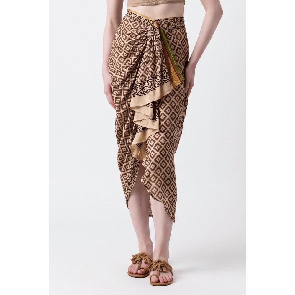 NEW GUADALUPE DESIGN ashi ii pareo skirt in brown - Picture 3 of 3